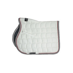 Tapis de selle obstacle avec galons contrastés Red Trim Equestro Blanc / rouge / gris