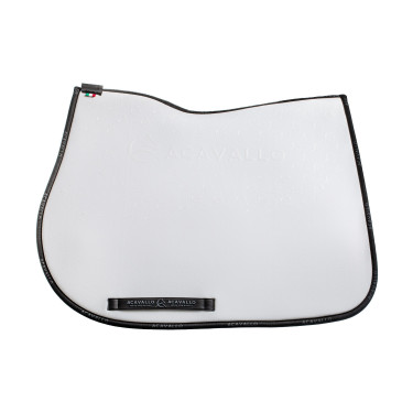 Tapis de saut en lycra avec grip en gel et dessous en fibre de bambou Acavallo Blanc / noir Tapis de saut en lycra avec grip en gel et dessous en fibre de bambou Acavallo Blanc / noir