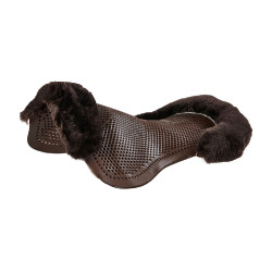 Amortisseur gel poney avec découpe et bordure en peau de mouton Classic Acavallo Marron / marron
