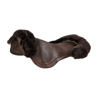 Amortisseur gel poney avec découpe et bordure en peau de mouton Classic Acavallo Marron / marron
