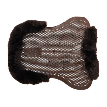 Amortisseur gel poney avec découpe et bordure en peau de mouton Classic Acavallo Marron / marron