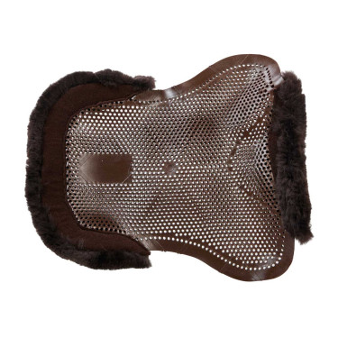 Amortisseur gel poney avec découpe et bordure en peau de mouton Classic Acavallo Marron / marron
