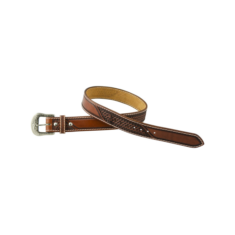 Ceinture Western en Cuir avec Gravure Panier Pool's