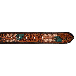 Ceinture Western Perlée avec Gravure Plume Pool's Naturel / blanc / turquoise Motifs Ceinture Western Perlée avec Gravure Plume Pool's Naturel / blanc / turquoise Motifs