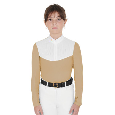 Chemise de concours Fille à Manches Longues Zip et Mesh Equestro Chemise de concours Fille à Manches Longues Zip et Mesh Equestro