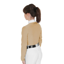 Chemise de concours Fille à Manches Longues Zip et Mesh Equestro Beige Chemise de concours Fille à Manches Longues Zip et Mesh Equestro Beige