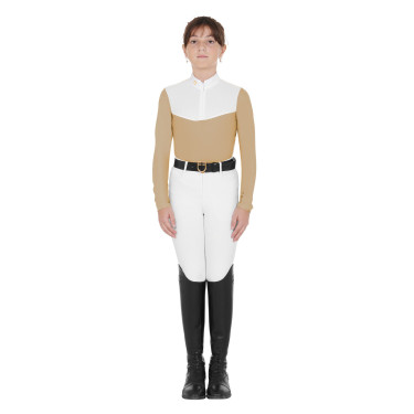 Chemise de concours Fille à Manches Longues Zip et Mesh Equestro Chemise de concours Fille à Manches Longues Zip et Mesh Equestro