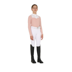 Polo de concours Fille avec Strass Equestro Rose cameo