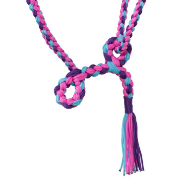 Licol en Nylon Tressé Pool's Rose / bleu ciel / violet Multi-couleurs