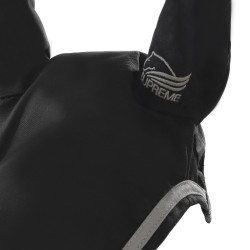 Bonnet Poney en Coton avec Passepoil Contrastant Supreme Noir / gris clair