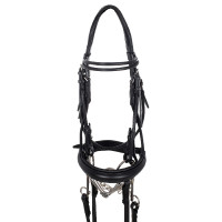 Bridon de Dressage Double avec Frontal Rond Supreme Noir