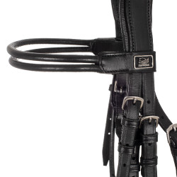 Bridon de Dressage Double avec Frontal Rond Supreme Noir Bridon de Dressage Double avec Frontal Rond Supreme Noir
