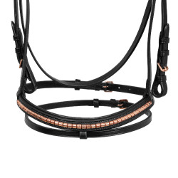 Bridon Anglais avec Décoration de Mors Rose Gold Supreme Noir