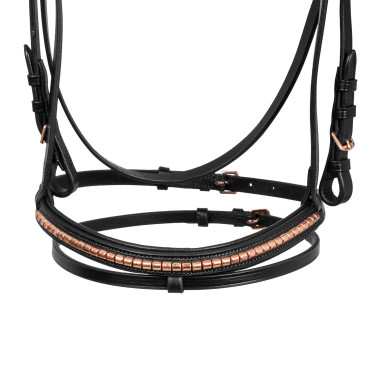 Bridon Anglais avec Décoration de Mors Rose Gold Supreme Noir