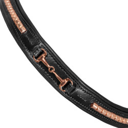 Bridon Anglais avec Décoration de Mors Rose Gold Supreme Noir
