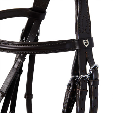 Bride Evolution en Cuir sans Rênes Doubles Equestro Marron foncé