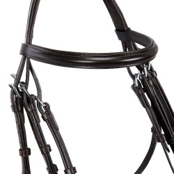 Bride Evolution en Cuir sans Rênes Doubles Equestro Marron foncé