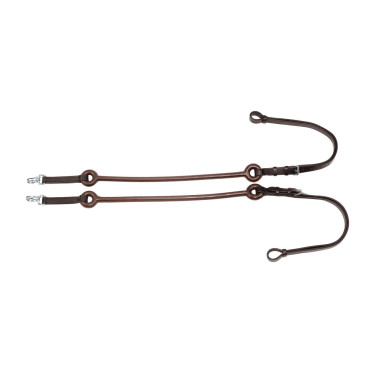 Rênes Élastiques en Cuir avec Tirants en Caoutchouc Umbria Equitazione Marron foncé