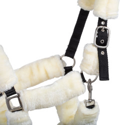 Licol en Nylon avec Doublure en Laine Synthétique Supreme Noir / crème Licol en Nylon avec Doublure en Laine Synthétique Supreme Noir / crème