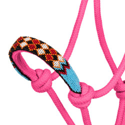 Licol éthologique Perlé avec Longe Pool's Rose chaud