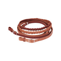 Rênes Barrel en Cuir Tressé Artisanales Pool's Marron