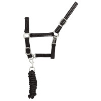 Licol Synthétique avec Longe Reflective Supreme Noir