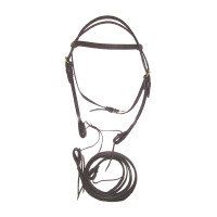 Bridon Western en Cuir Double avec Rênes Lakota Marron foncé