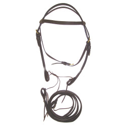 Bridon Western en Cuir Double avec Rênes Lakota Marron foncé