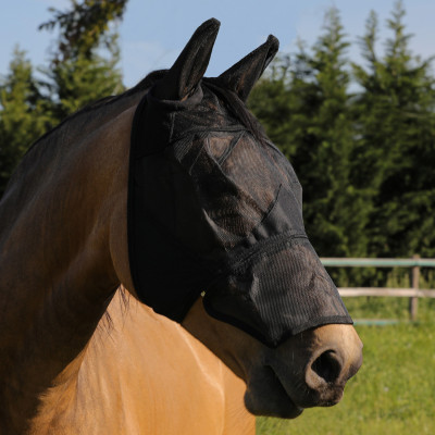 Masque Anti-Mouches en PVC avec Couvre-Oreilles et Zip Umbria Equitazione Noir