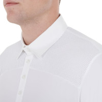 Polo de concours Homme Manches Longues avec Boutons Equestro Blanc / blanc