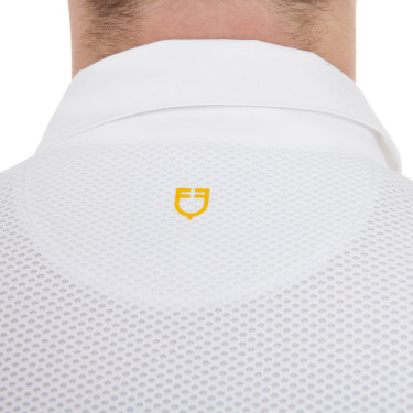 Polo de concours Homme Manches Longues avec Boutons Equestro Blanc / blanc