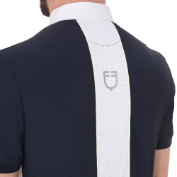 Polo de concours Homme Manches Courtes avec Zip Equestro Marine blazer / blanc antique Bleu marine