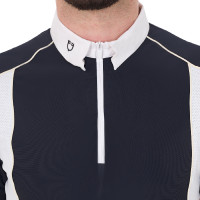 Polo de concours Homme Manches Courtes avec Zip Equestro Gris givré / vert citron