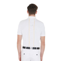 Polo de concours Homme Manches Courtes avec Zip Equestro Blanc / jaune