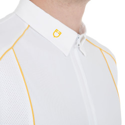 Polo de concours Homme Manches Courtes avec Zip Equestro Blanc / jaune Polo de concours Homme Manches Courtes avec Zip Equestro Blanc / jaune
