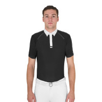 Polo de concours Homme Manches Courtes avec Boutons Equestro Noir