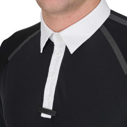 Polo de concours Homme Manches Courtes avec Boutons Equestro Noir Polo de concours Homme Manches Courtes avec Boutons Equestro Noir