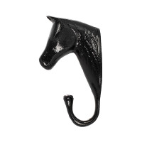 Crochet Porte-Bridon Tête de Cheval en Aluminium Coloré Umbria Equitazione Noir