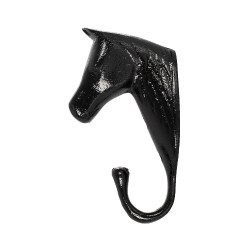 Crochet Porte-Bridon Tête de Cheval en Aluminium Coloré Umbria Equitazione Noir
