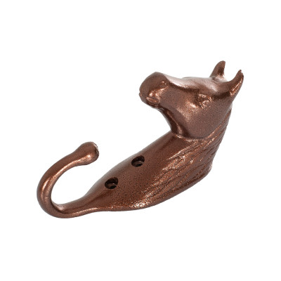 Crochet Porte-Bridon Tête de Cheval en Aluminium Coloré Umbria Equitazione Marron