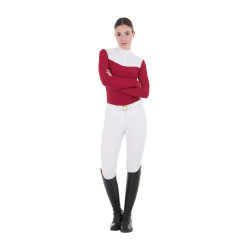 Polo de concours Femme Manches Longues en Tissu Technique et Mesh Equestro Scooter Beige