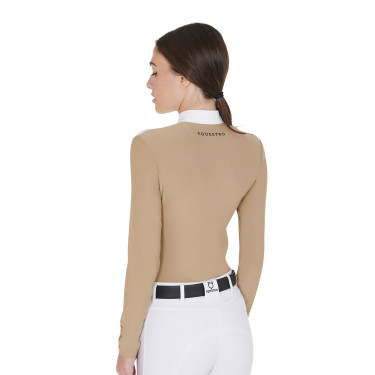 Polo de concours Femme Manches Longues en Tissu Technique et Mesh Equestro Polo de concours Femme Manches Longues en Tissu Technique et Mesh Equestro