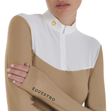Polo de concours Femme Manches Longues en Tissu Technique et Mesh Equestro Polo de concours Femme Manches Longues en Tissu Technique et Mesh Equestro