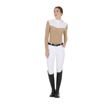 Polo de concours Femme Manches Longues en Tissu Technique et Mesh Equestro Polo de concours Femme Manches Longues en Tissu Technique et Mesh Equestro