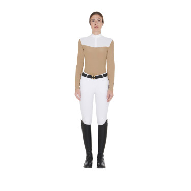 Polo de concours Femme Manches Longues en Tissu Technique et Mesh Equestro Polo de concours Femme Manches Longues en Tissu Technique et Mesh Equestro