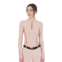 Polo Technique d'Entraînement Femme Manches Longues Equestro Rose caméo