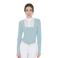 Polo de concours Femme Manches Longues avec Boutons Equestro Brume grise