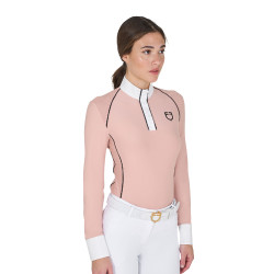 Polo de concours Femme Manches Longues avec Insertions Mesh Equestro Rose caméo Polo de concours Femme Manches Longues avec Insertions Mesh Equestro Rose caméo