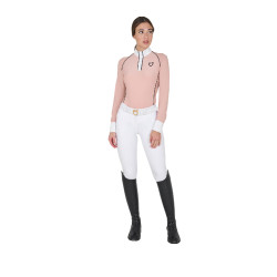 Polo de concours Femme Manches Longues avec Insertions Mesh Equestro Rose caméo Polo de concours Femme Manches Longues avec Insertions Mesh Equestro Rose caméo