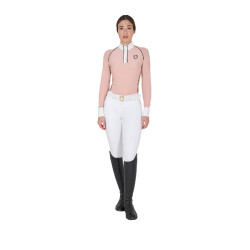 Polo de concours Femme Manches Longues avec Insertions Mesh Equestro Rose caméo Polo de concours Femme Manches Longues avec Insertions Mesh Equestro Rose caméo